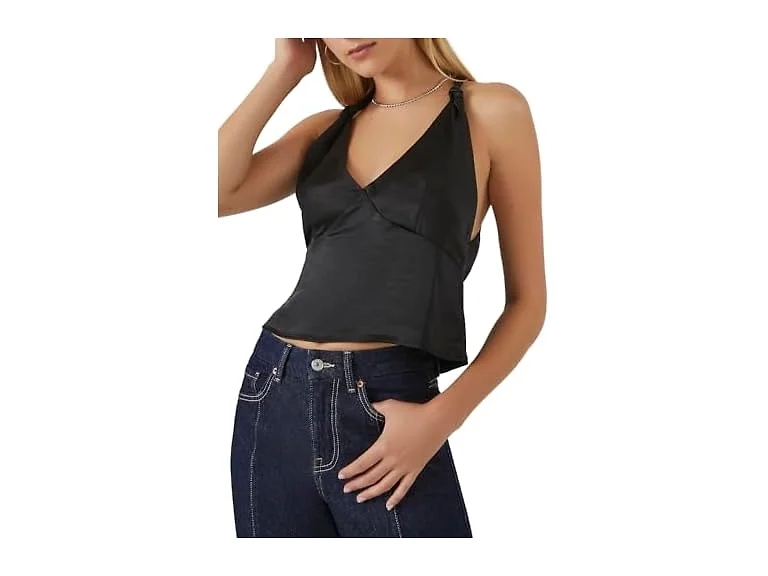 Forever 21 (M) Plunging Knotted Satin Tank Top