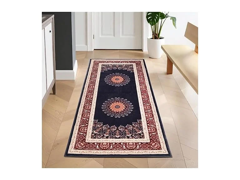 Superior Elegant Floral Medallion Border Washable Indoor Area Rug
