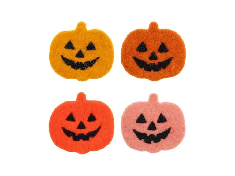Halloween Holiday Felt Round Coasters Set of 4