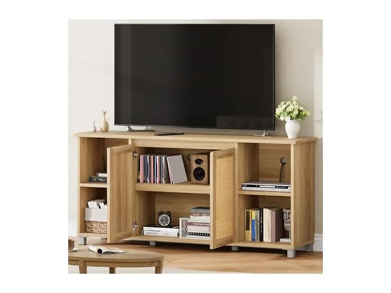 GarveeHome 70" TV Stand, Rattan, Natural
