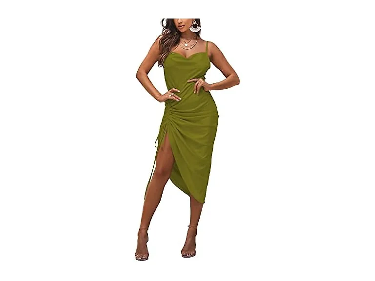 Lyaner Women (S) Satin Spaghetti Straps Dresses