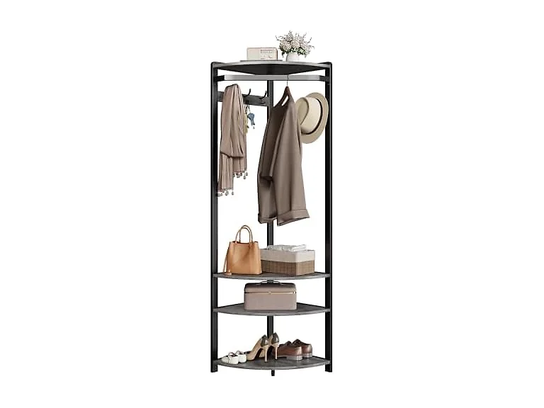 MOVECOM Coat Rack with Shoe Storage,Grey