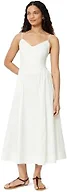 Amazon Essentials Women's Fit & Flare Thin Strap Cotton Poplin Midi Dress, Bright White, X-Large
