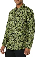 Amazon Essentials Men's Standard-Fit Long-Sleeve Two-Pocket Utility Shirt, Olive Camo Print, Small