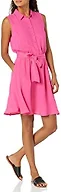 Amazon Essentials Women's Sleeveless Summer Shirtdress, Relaxed-Fit Woven Lightweight Dress, Knee Length, Hot Pink, X-Large