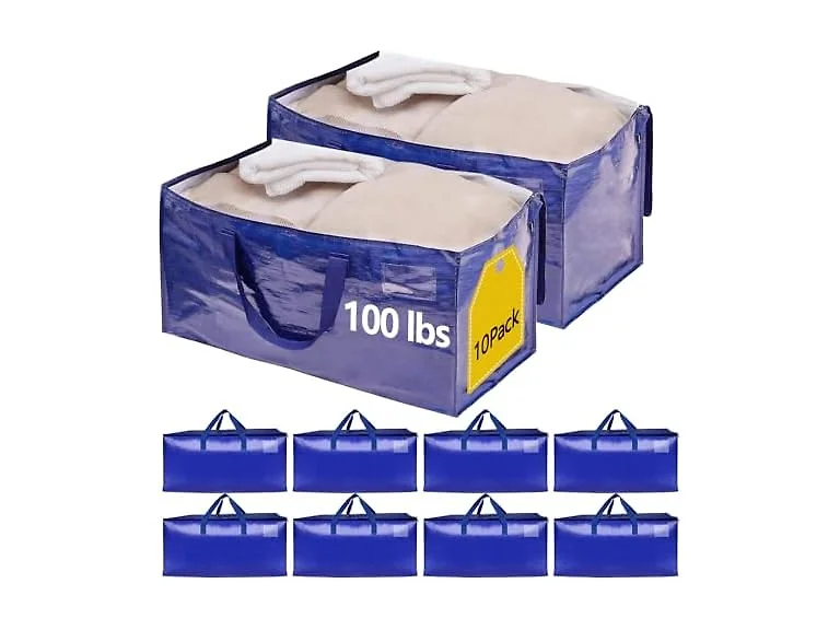 10 Pack Waterproof Moving Storage Bags, 100 lbs 95L