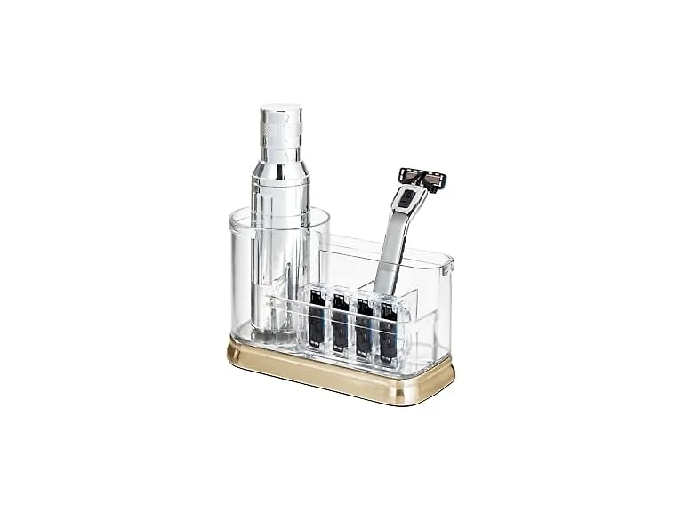 iDesign Divided Vanity Organizer, Clear/Soft Brass
