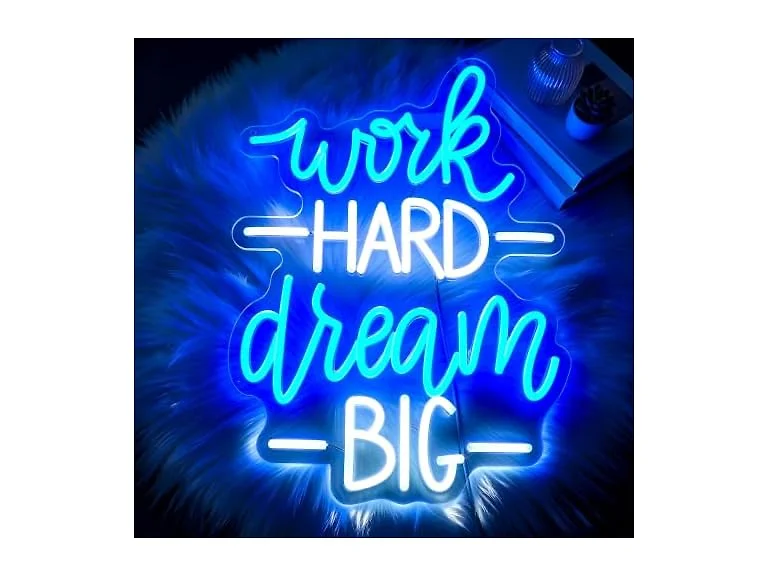 HSJNJKFU Work Hard Dream Big Neon Sign