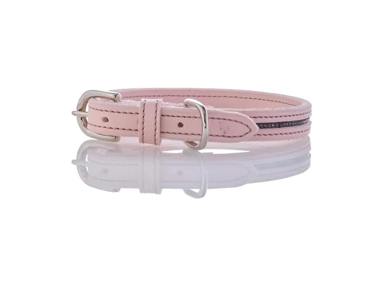 Roxy - The Crystal Bling Collar, Vegan Leather Collar, Blush
