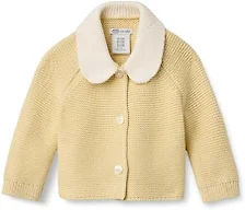Amazon Essentials x Sofia Grainge Unisex Babies' Peter Pan Collar Sweater Jacket, Soft Cotton Knit with Stretch, Butter Yellow, 18 Months