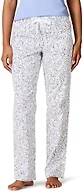 Amazon Essentials Women's Cotton Pajama Pants, Breathable Poplin Sleep Pant with Drawstring Elastic Waist, Blue Floral, Small