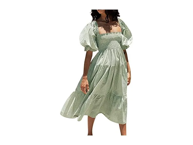R.Vivimos Women (XL) Summer Cotton Puff Bow Dress