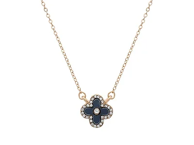 Clover CZ Halo Necklace - Black