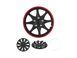 Cobra-Tek CBK-HP099-15-KR 4PC Hubcaps JDM Black w/Red Li