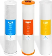 Express Water Whole House Water Filter Set for Anti Scale – 3 Stage Filtration Water Conditioner Replacement Kit – Sediment, Carbon Block, Polyphosphate High Capacity Cartridge – 4.5” x 20” inch