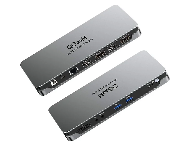 QGeeM 14 in 1 USB C 3.0 Laptop Docking Station (Open Box)