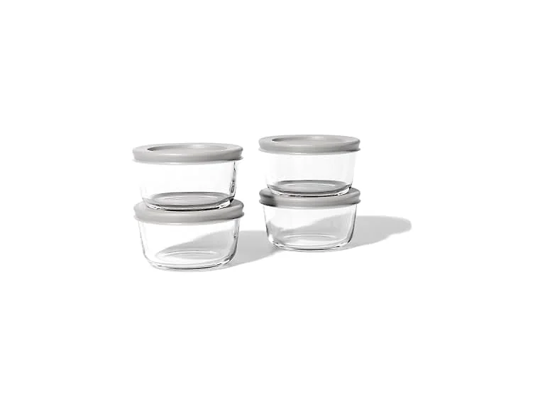 8-Piece Glass Food Storage Containers Set Grey