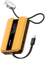 VEEKTOMX PD 30W Power Bank Fast Charging with Built-in USB C Cable for iPhone, Small Portable Charger 10000mAh, Portable Apple Watch Charger, Compact Battery Pack for iPhone 16/15/15 Plus, Yellow
