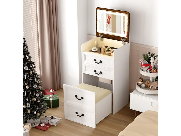 ChicFurnit 3-in-1 Makeup Vanity White