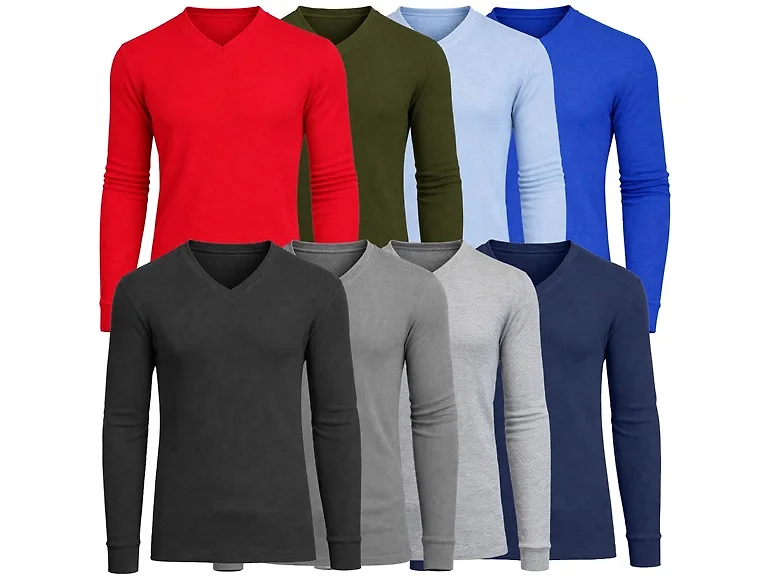 3Pk Asst Mens L/S V-Neck Thermal Shirts