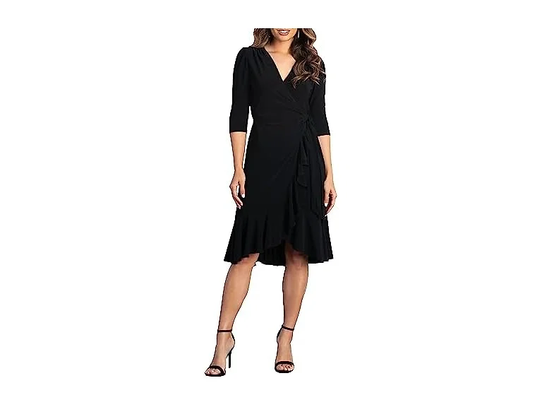 Kiyonna Women (XS) Whimsy Ruffled Midi Wrap Dress