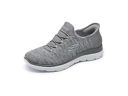 Skechers Women's Summits Hands-Free Slip-Ins – Memory Foam Insole, Heel Pillow, Vegan Materials Sneaker, Grey Mint, 12 Wide