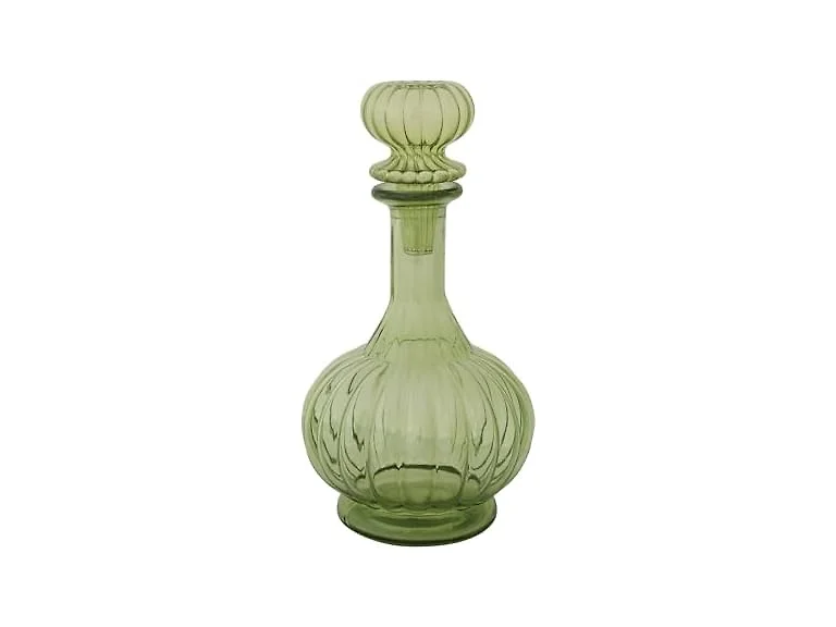 Creative Co-Op 40-Ounce Round Ribbed Glass Decanter 