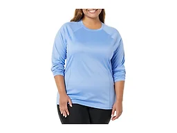 Amazon Essentials Women's Long Sleeve Rash Guard, Light Blue, Medium