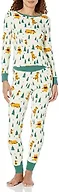 Amazon Essentials Disney | Marvel | Star Wars | Princess Women's Snug-Fit Cotton Pajamas, Pack of 2, Pooh Holiday Forest - Womens Snug Fit, X-Large
