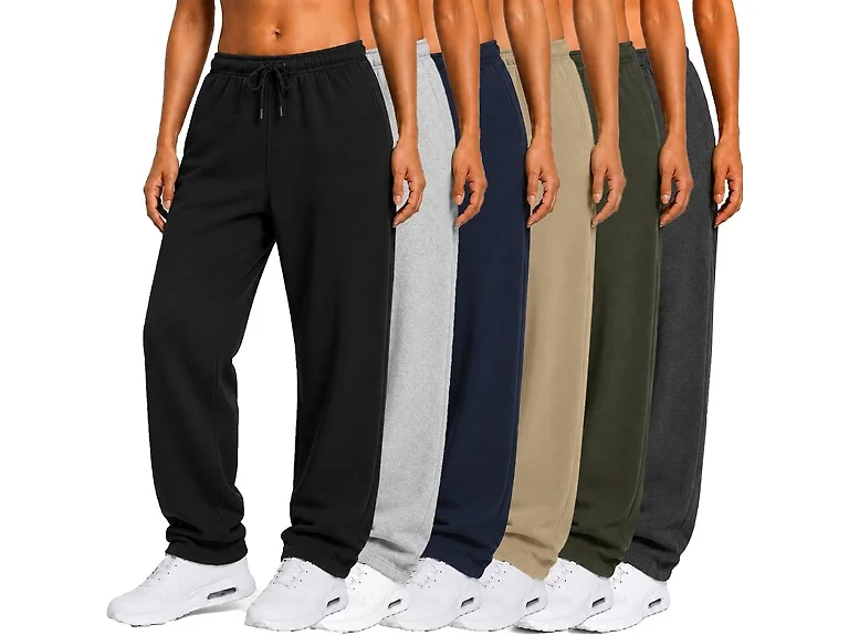 4Pk Womens Fleece Open Bottom Pants