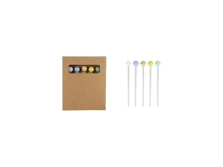 Creative Co-Op Glass Stirrers, Multicolor, Boxed Set of 5