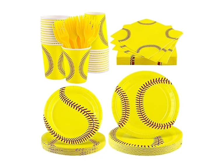 44 Pcs Softball Paper Plates and Napkins