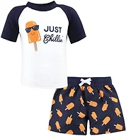 Hudson Baby Unisex Baby Swim Rashguard Set, Just Chillin, 6-9 Months