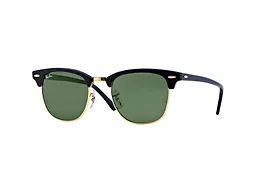 Ray-Ban RB3016 W0365 51 51-21-145 Ray-Ban RB3016 Clubmaster Classic Square Sunglasses BLACK ON GOLD/Green Gradient