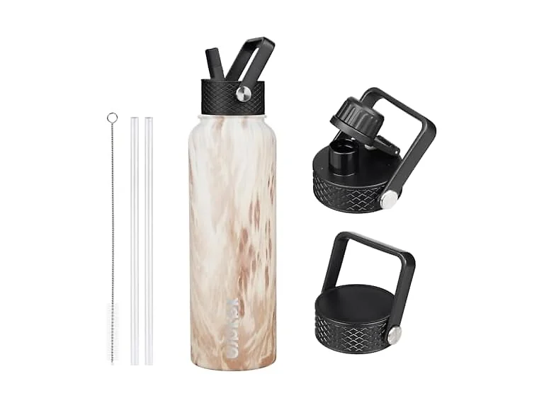 BJPKPK 40oz Insulated Water Bottle Yellow Gray