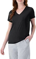 Hanes Women's Short Sleeve Cool DRI V-Neck Tee, Black, 3X-Large