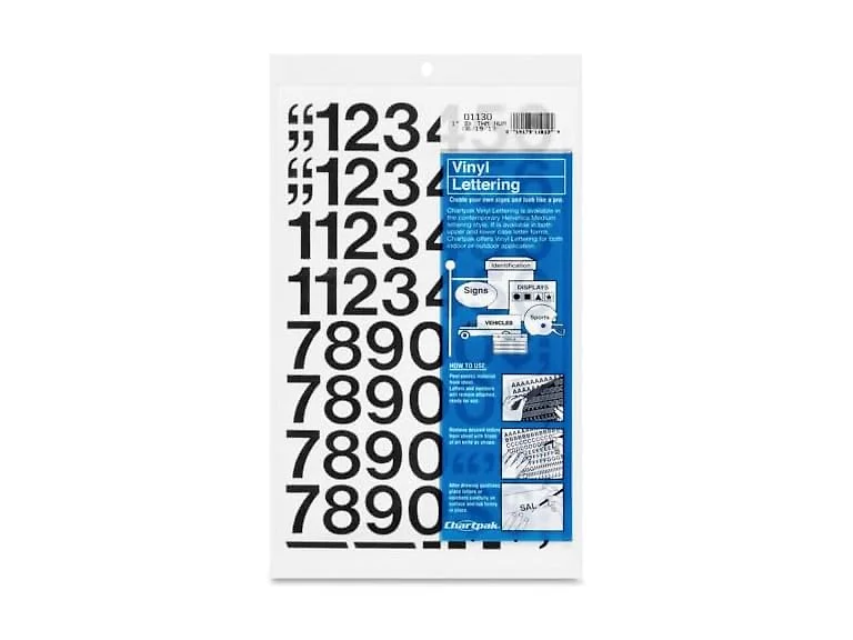 Chartpak Permanent Adhesive Vinyl Numbers,Black