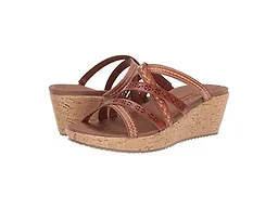 Skechers womens Slide Wedge Sandal, Luggage, 5.5 US