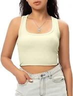 GGOV Sports Crop Tank Tops for Women Cropped Workout Tops Racerback Running Yoga Tanks Cotton Sleeveless Gym Shirts Apricot