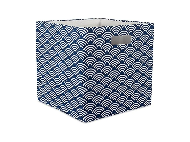 DII Collapsible Hard Sided Bin, Waves, Blue, Large
