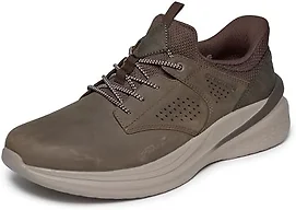 Skechers Men's Slip-On Sneakers - Leather Bungee Lace Casual Shoes