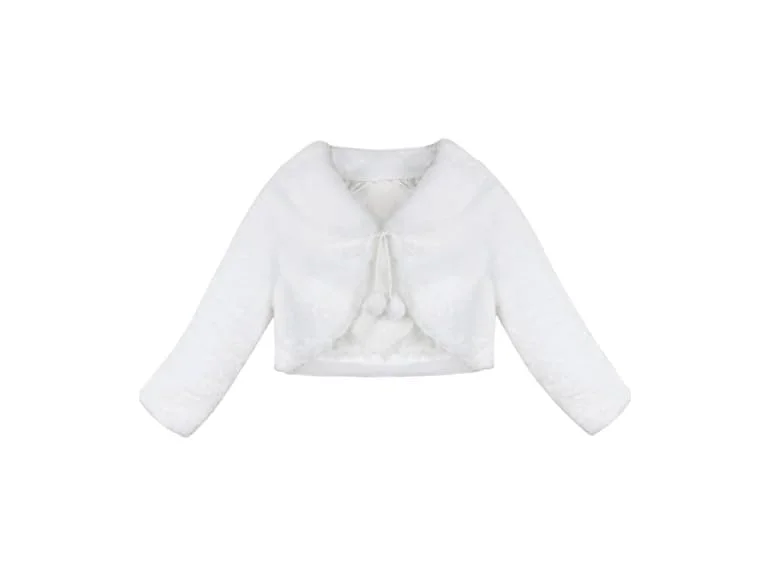 Feeshow Girls (7-8) Faux Fur Bolero Long Coat