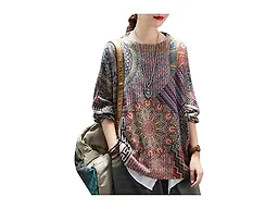 YESNO Women Sweater Graphic Printed Oversized Pullover Sweaters Casual Loose Knit Tops