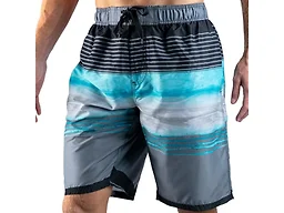 Kanu Surf Men's Mirage Swim Trunks (Regular & Extended Sizes), Moonbeam Black/Aqua, Medium
