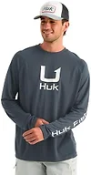 HUK Men's Standard Icon Crew, Long-Sleeve Performance Fishing Shirt, Sea Storm