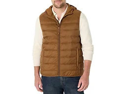 Amazon Essentials Men's Regular-Fit Lightweight Water-Resistant Hooded Puffer Vest, Brown, X-Large