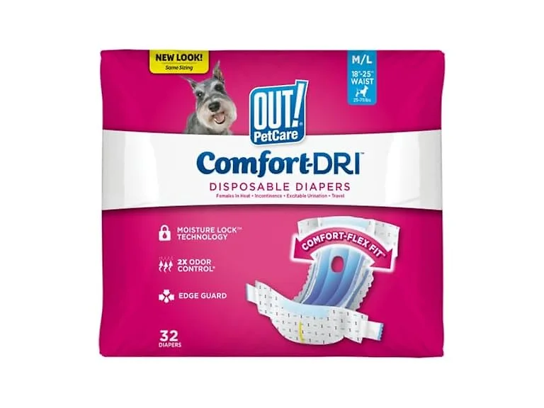 OUT! PetCare Disposable Female Dog Diapers M/L 32 ct