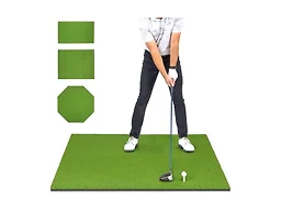 GoSports Golf Hitting Mat - PRO 5 x 5 ft - 15 mm Artificial Turf Training Mat for Indoor/Outdoor Swing Practice, Includes 3 Rubber Tees