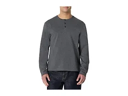 Amazon Essentials Men's Long Sleeve Henley Shirt for Men, Regular-Fit, Cotton, Available in Big & Tall, Charcoal Heather, Medium