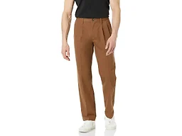 Amazon Essentials Men's Classic-Fit Wrinkle-Resistant Pleated Chino Pant, Dark Khaki, 28W x 30L